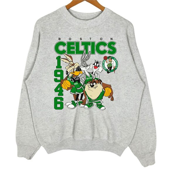 Boston Celtics Looney Tunes Basketball Sweatshirt, 1946 Boston Celtics MLB Shirt - Picture 1 of 2